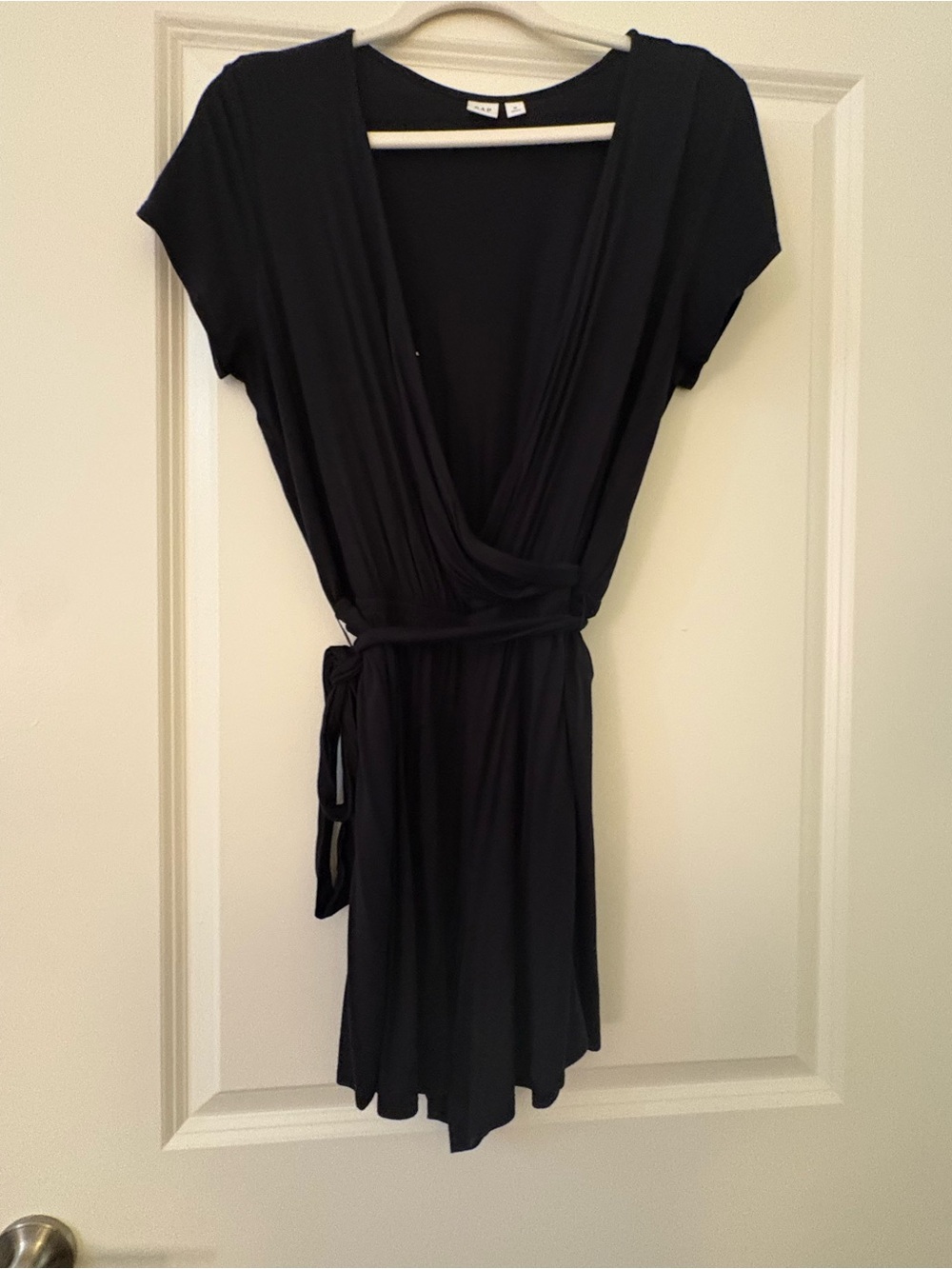 Gap M Black Wrap-Style Romper with Tie Waist